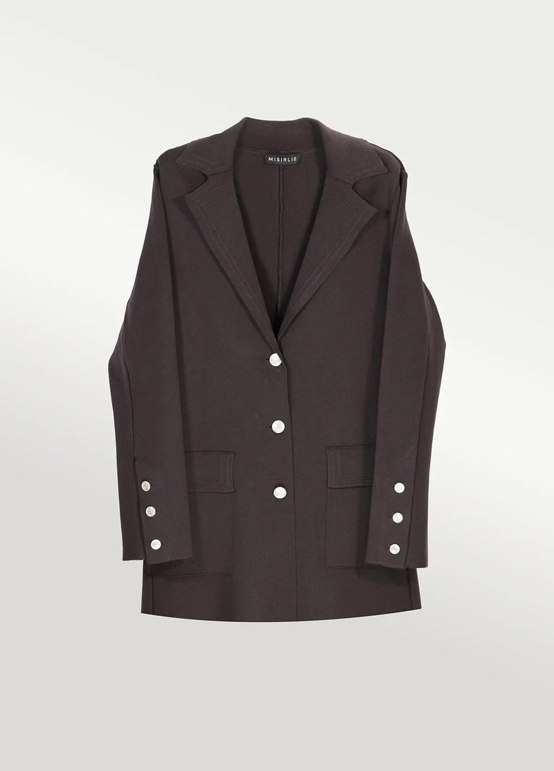 Acı Kahve Triko Kadın Blazer Ceket  Mısırlı