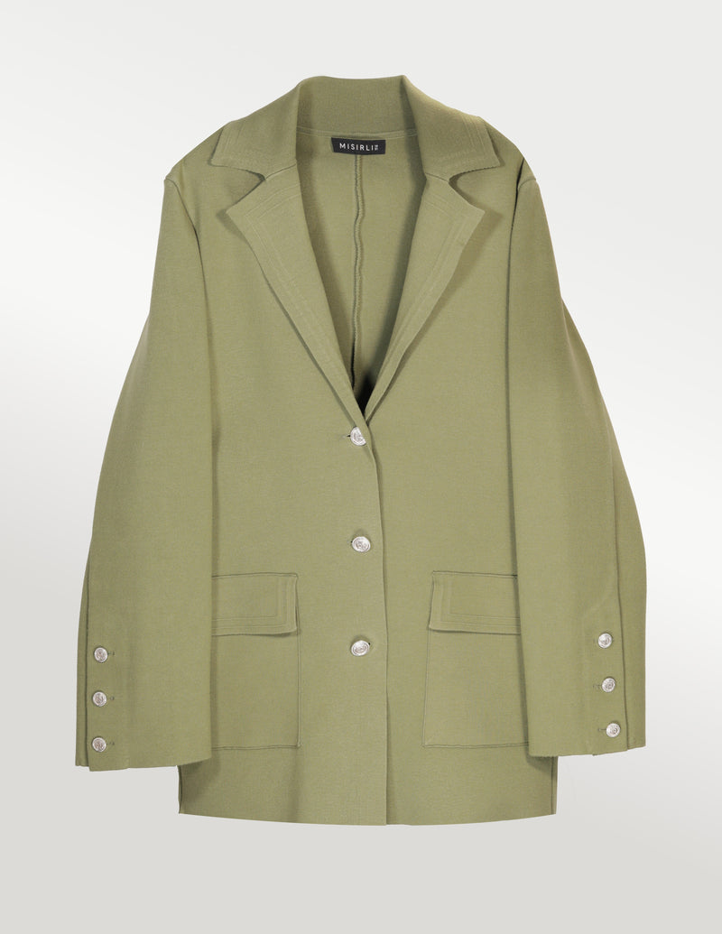 Yeşil Triko Kadın Blazer Ceket  Mısırlı