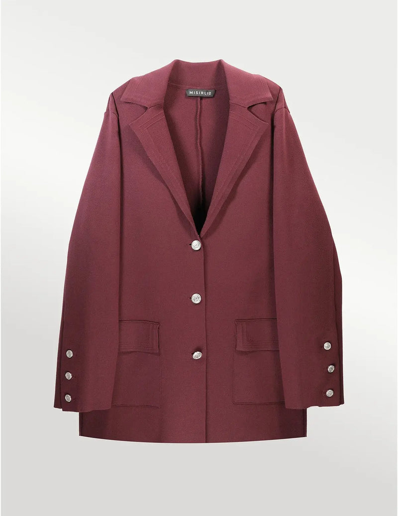 Mürdüm Triko Kadın Blazer Ceket  Mısırlı