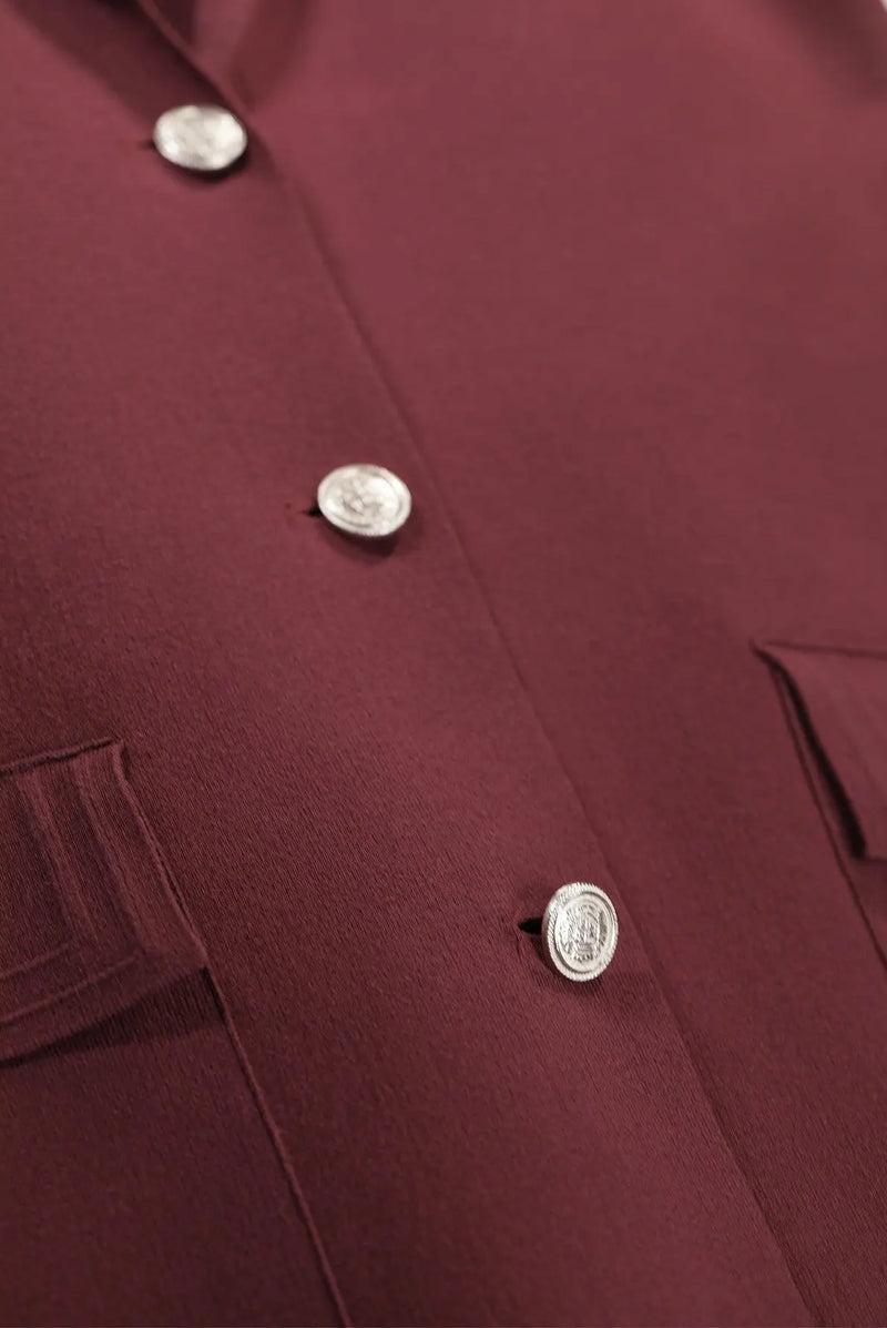 Mürdüm Triko Kadın Blazer Ceket  Mısırlı
