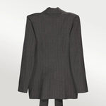 Koyu Gri Önü Bağlama Detaylı Kadın Ceket - Mısırlı 1951