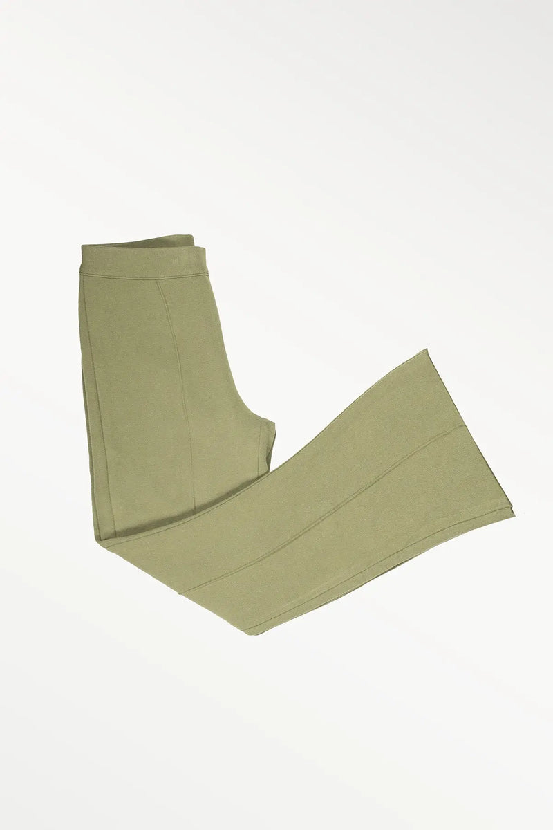 Yeşil Geniş Paça Crop Kadın Pantolon  Mısırlı