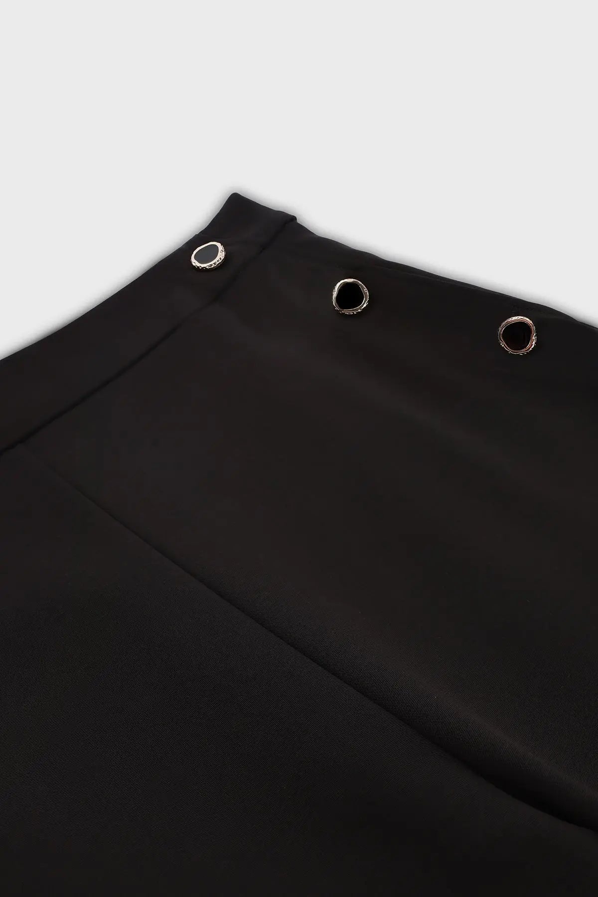 Siyah Yüksek Bel Düğme Detaylı Kadın Pantolon  Mısırlı 1951