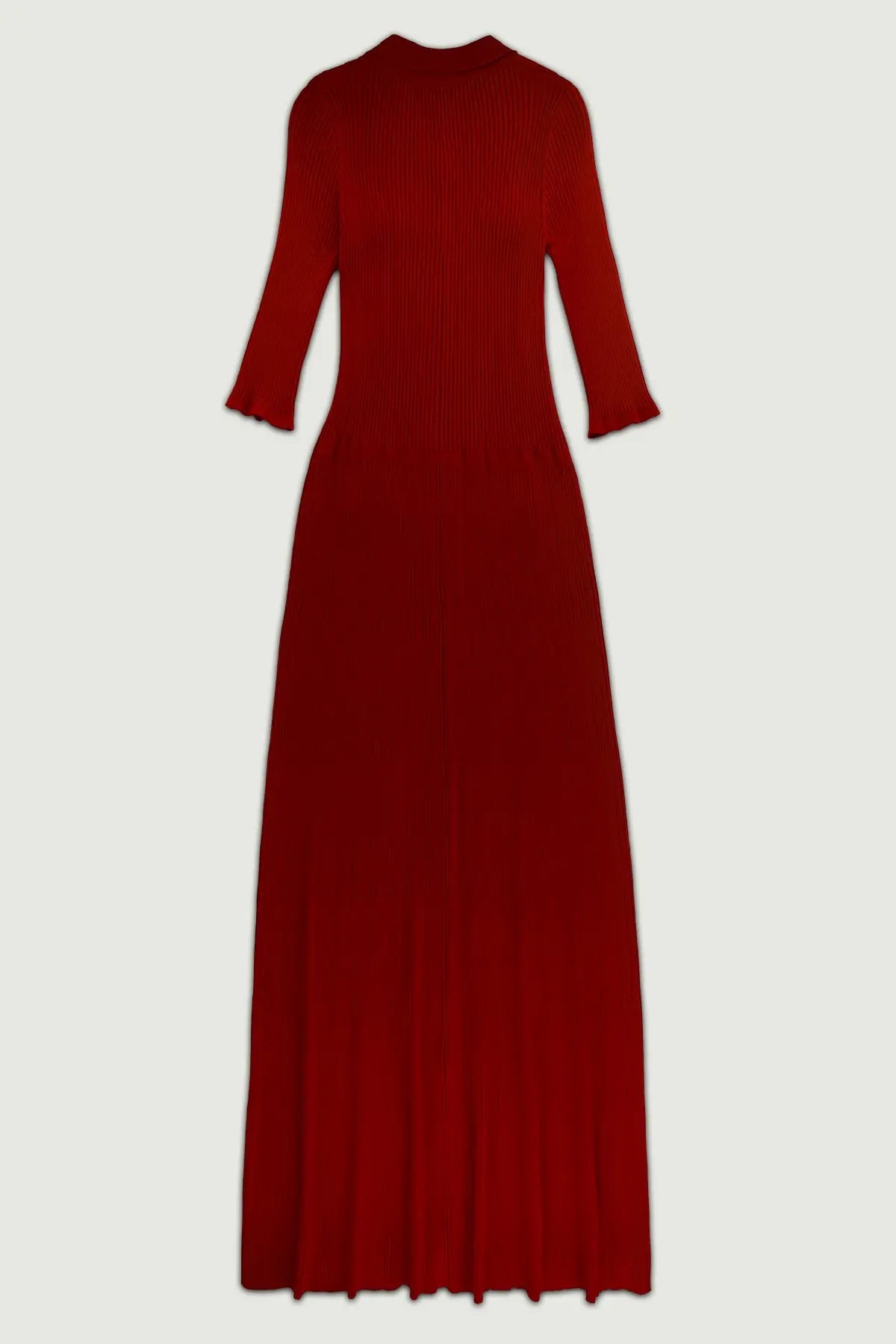 Bordo Fitilli Gold Düğmeli Uzun Elbise  Mısırlı 1951