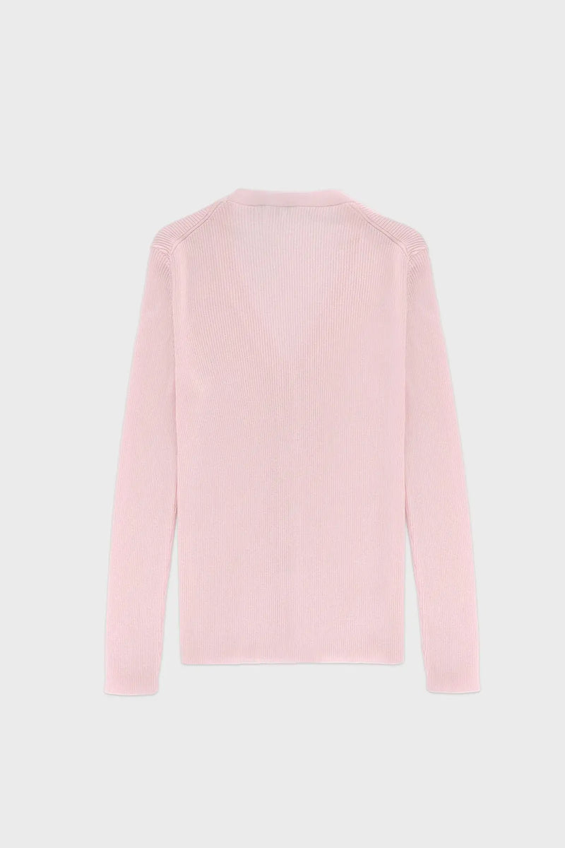 Toz Pembe V Yaka Ribanalı Kadın Hırka