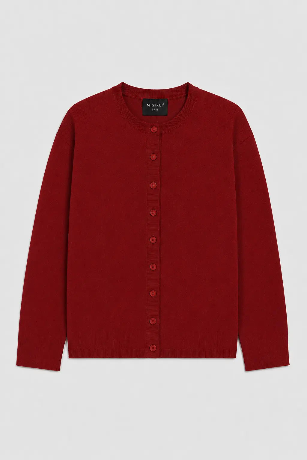 Bordo Düğmeli Oversize Kadın Hırka  Mısırlı 1951