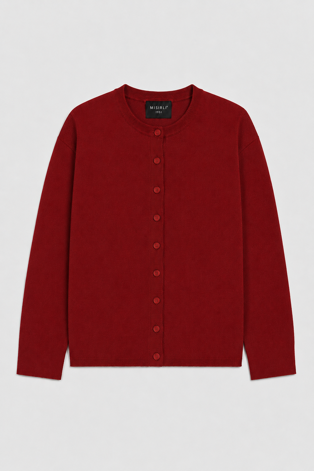 Bordo Düğmeli Oversize Kadın Hırka  Mısırlı