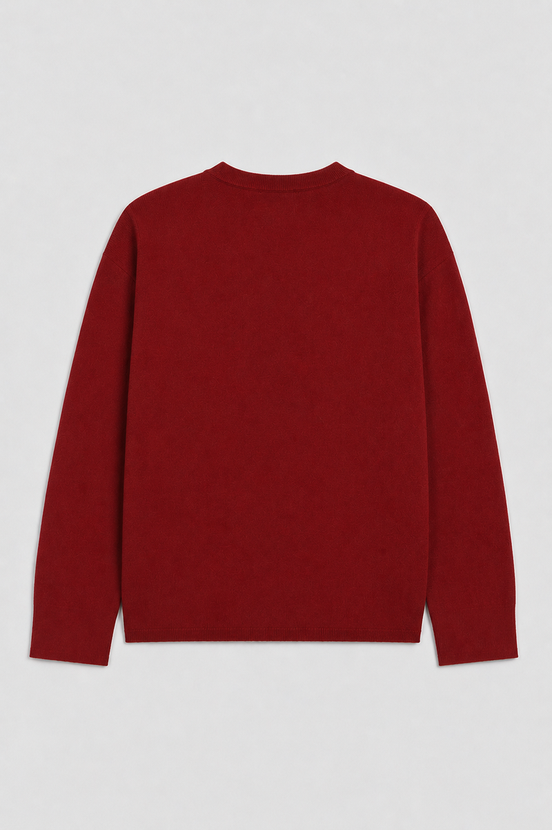 Bordo Düğmeli Oversize Kadın Hırka  Mısırlı
