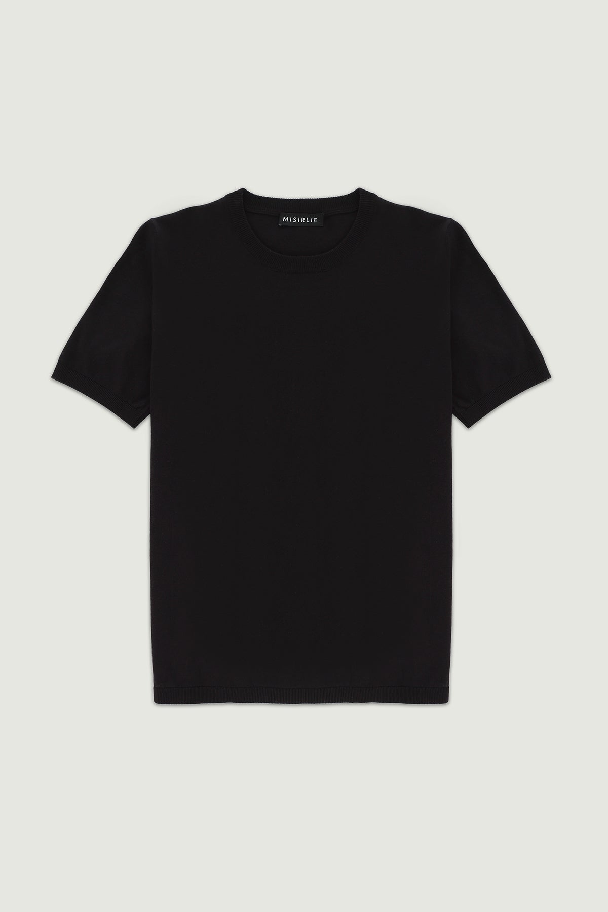 Siyah Kısa Kollu Triko Kadın T-Shirt  Mısırlı