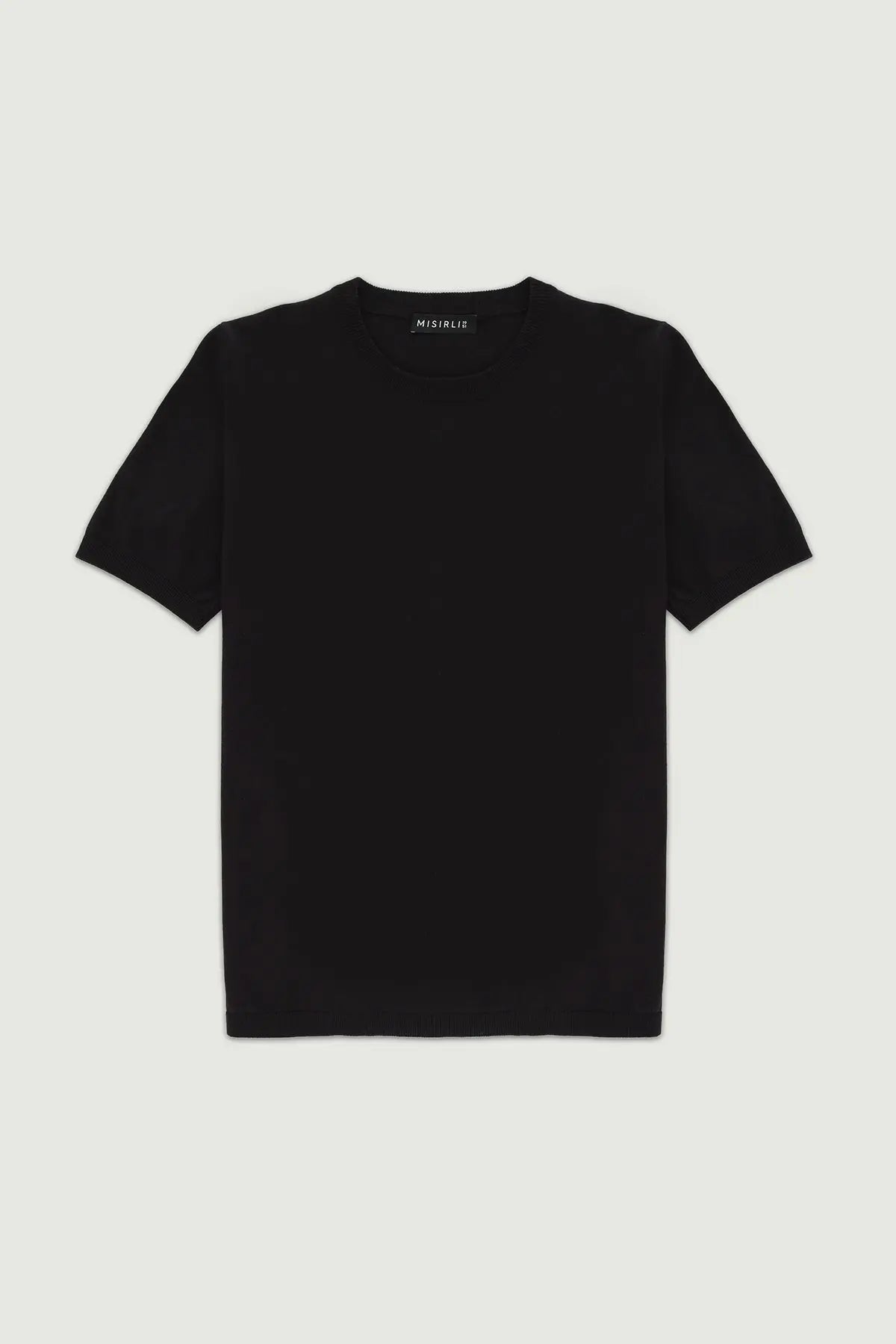 Siyah Kısa Kollu Triko Kadın T-Shirt  Mısırlı