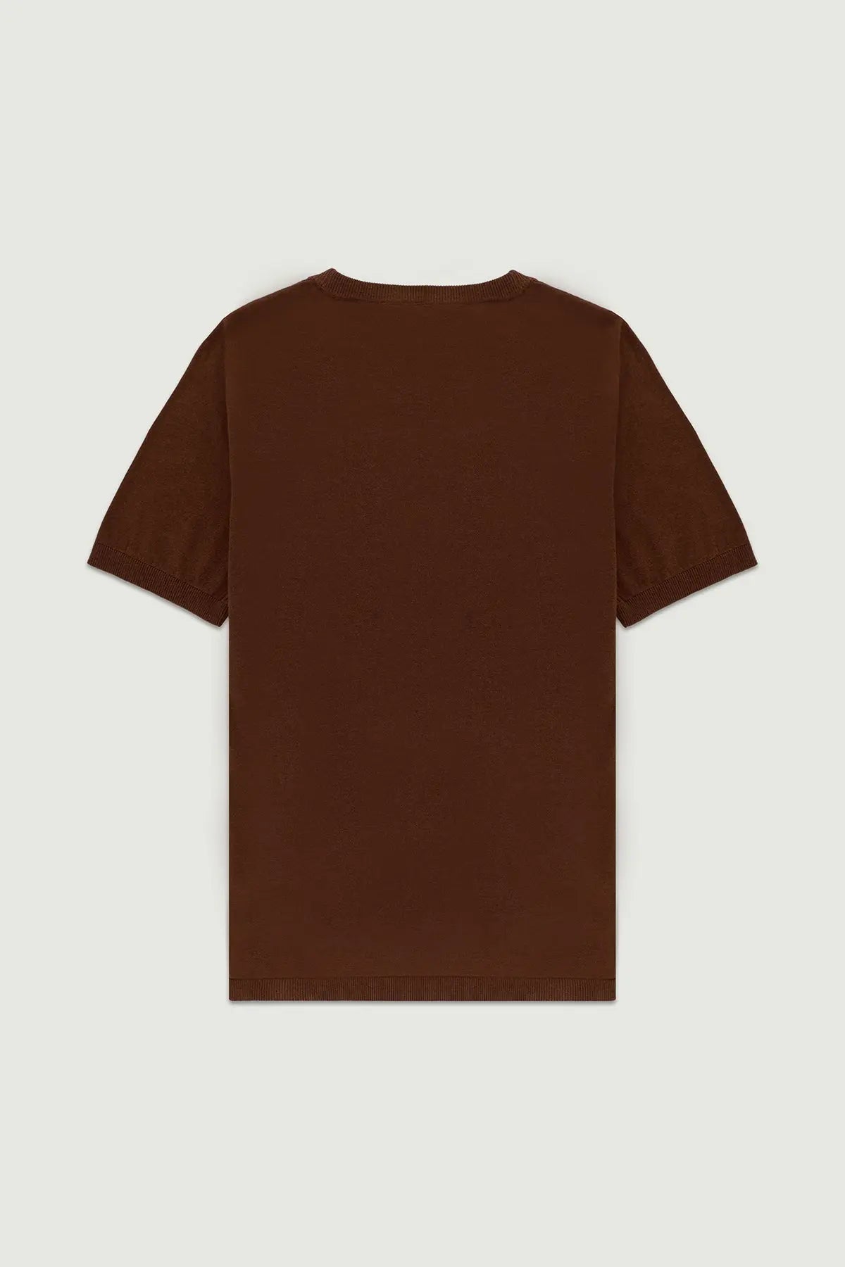 Kahverengi Kısa Kollu Triko Kadın T-Shirt  Mısırlı