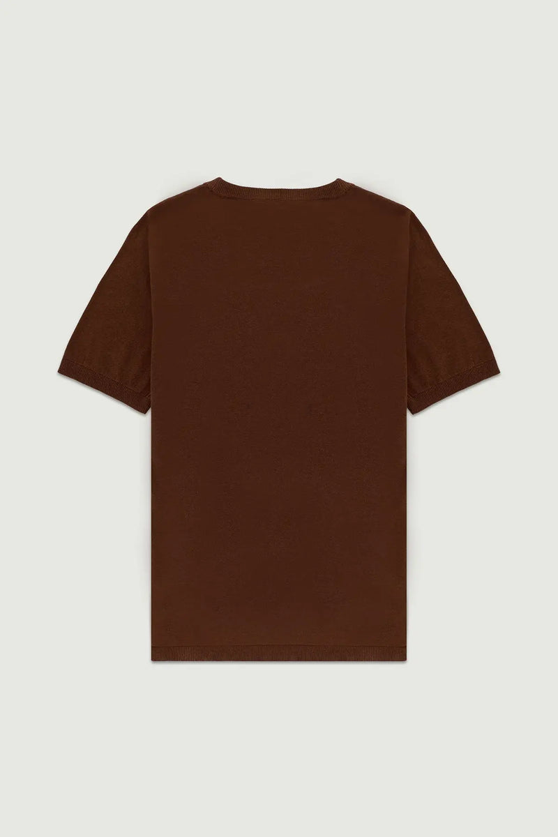 Kahverengi Kısa Kollu Triko Kadın T-Shirt