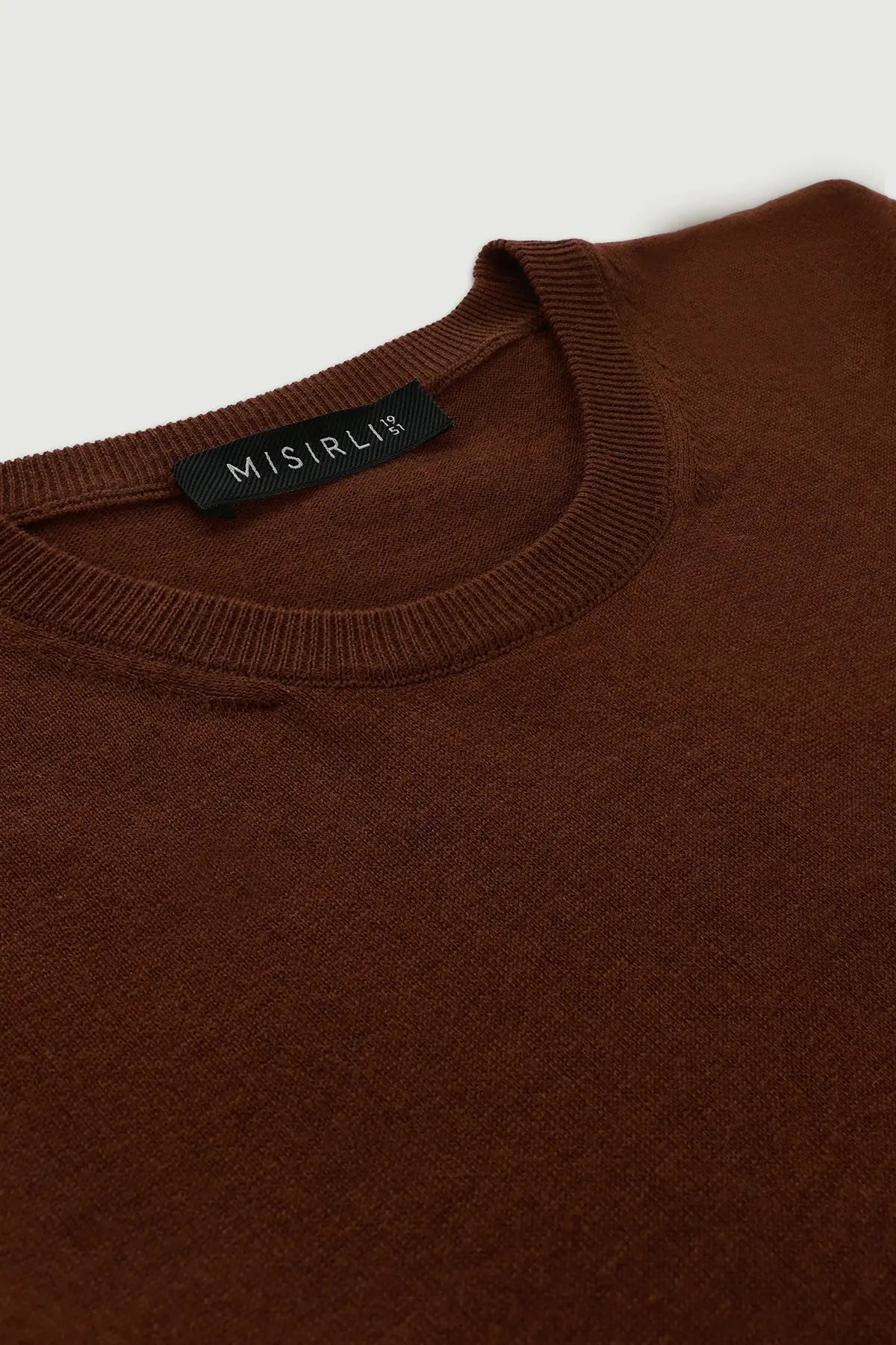 Kahverengi Kısa Kollu Triko Kadın T-Shirt  Mısırlı