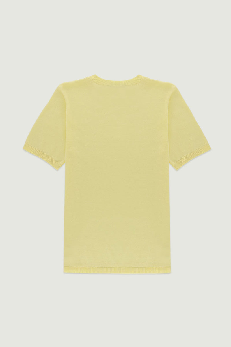 Açık Sarı Kısa Kollu Triko Kadın T-Shirt  Mısırlı