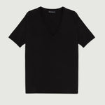 Siyah V Yaka Triko Kadın T-Shirt  Mısırlı