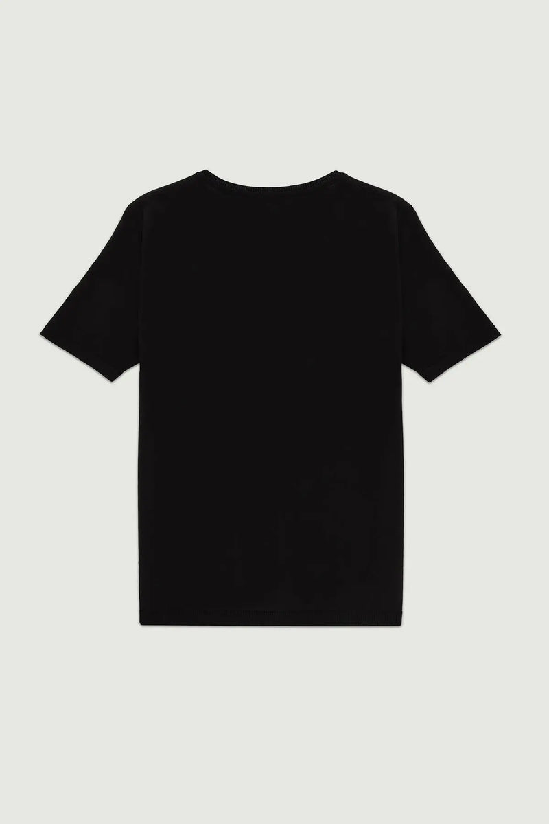 Siyah V Yaka Triko Kadın T-Shirt