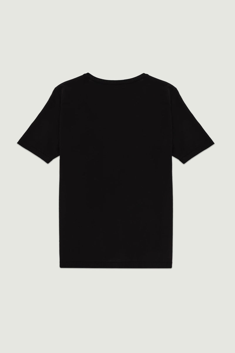 Siyah V Yaka Triko Kadın T-Shirt  Mısırlı