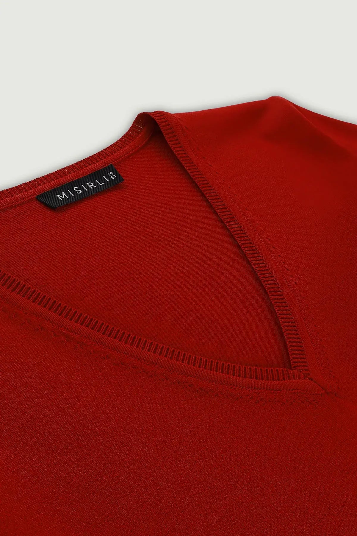 Bordo V Yaka Triko Kadın T-Shirt  Mısırlı