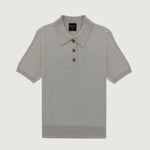 Açık Gri Polo Yaka Çiçek Düğmeli Kadın T-Shirt  Mısırlı