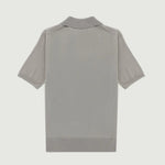 Açık Gri Polo Yaka Çiçek Düğmeli Kadın T-Shirt  Mısırlı