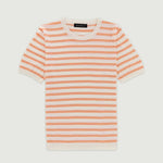 Ekru Şeftali Çizgili Kadın T-Shirt  Mısırlı