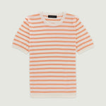 Ekru Şeftali Çizgili Kadın T-Shirt  Mısırlı