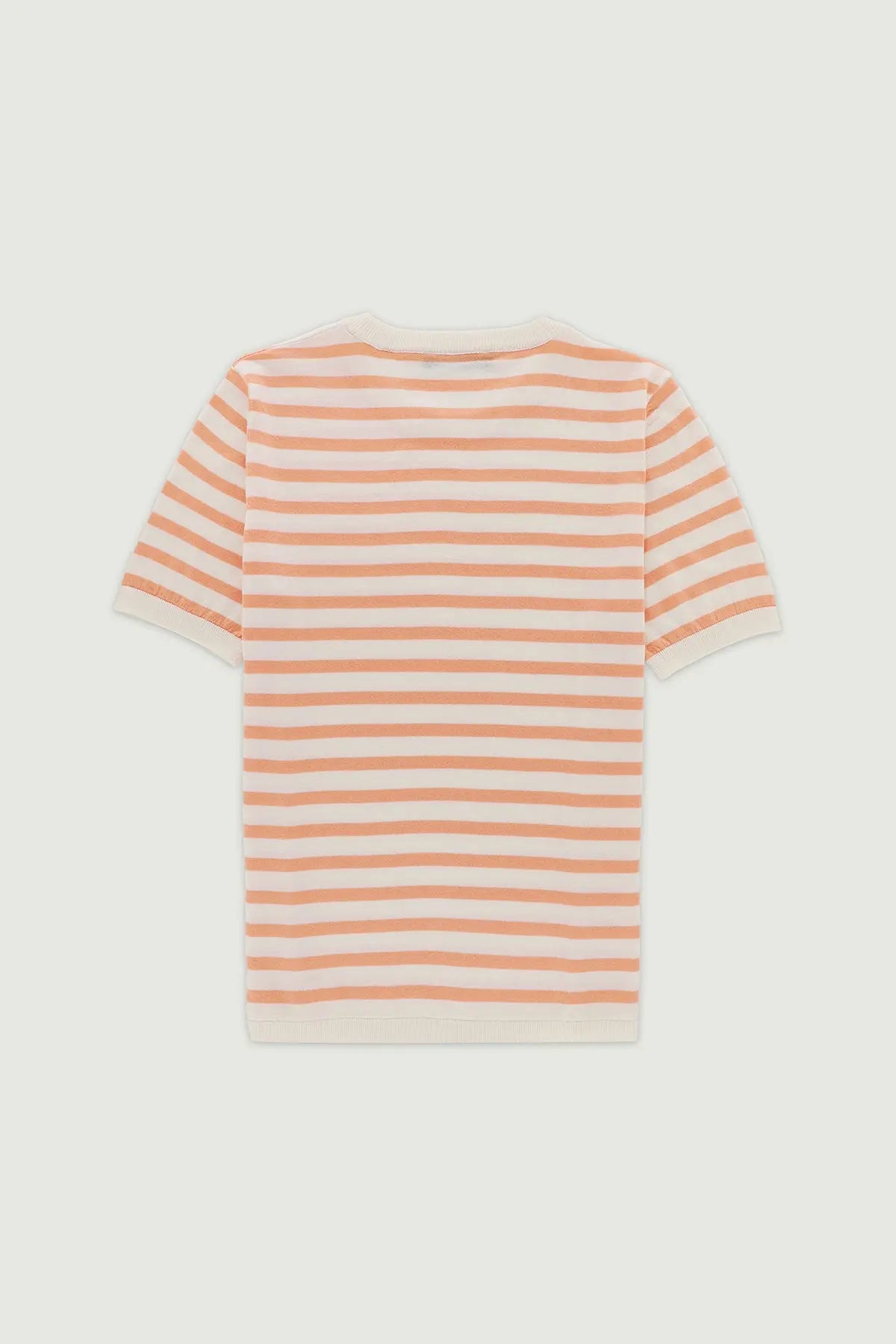 Ekru Şeftali Çizgili Kadın T-Shirt  Mısırlı