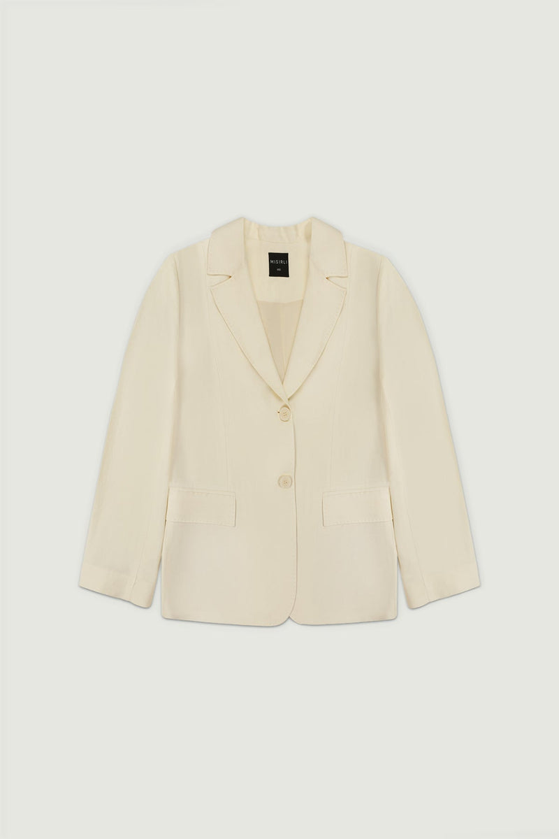 Ekru Çift Düğmeli Kadın Blazer Ceket  Mısırlı