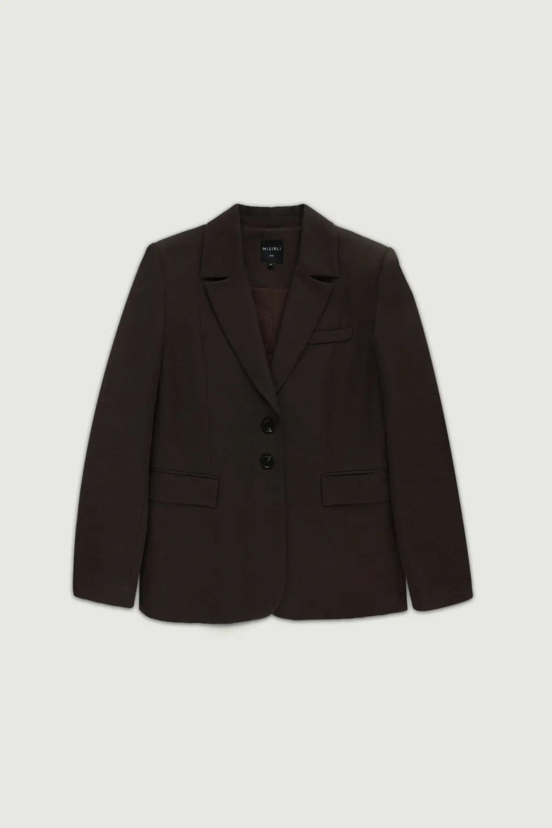 Acı Kahve Çift Düğmeli Kadın Blazer Ceket
