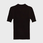 Acı Kahve Polo Yaka Dalga Desenli Kadın T-Shirt  Mısırlı