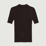 Acı Kahve Polo Yaka Dalga Desenli Kadın T-Shirt  Mısırlı