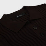 Acı Kahve Polo Yaka Dalga Desenli Kadın T-Shirt  Mısırlı