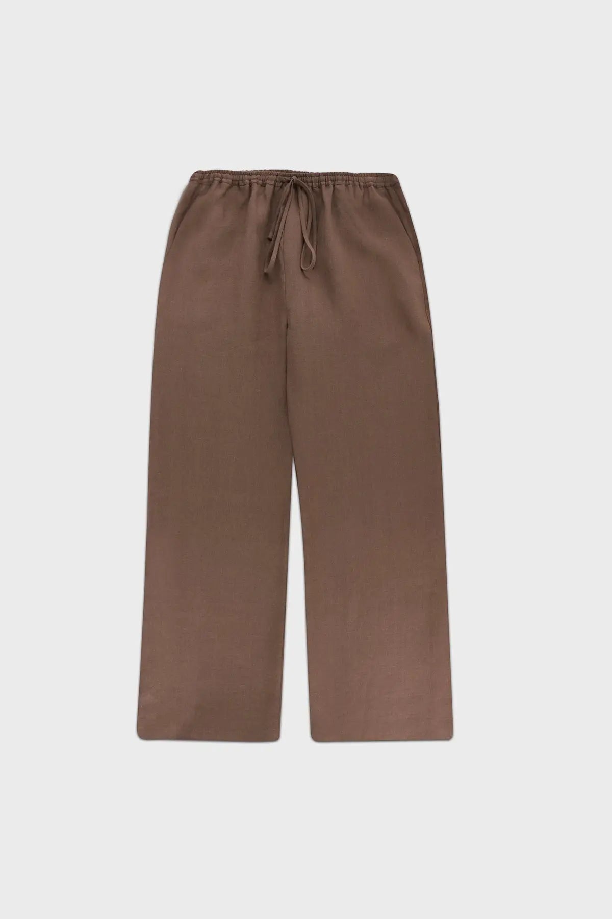 Açık Kahve Beli Bağcıklı Keten Kadın Pantolon  Mısırlı 1951