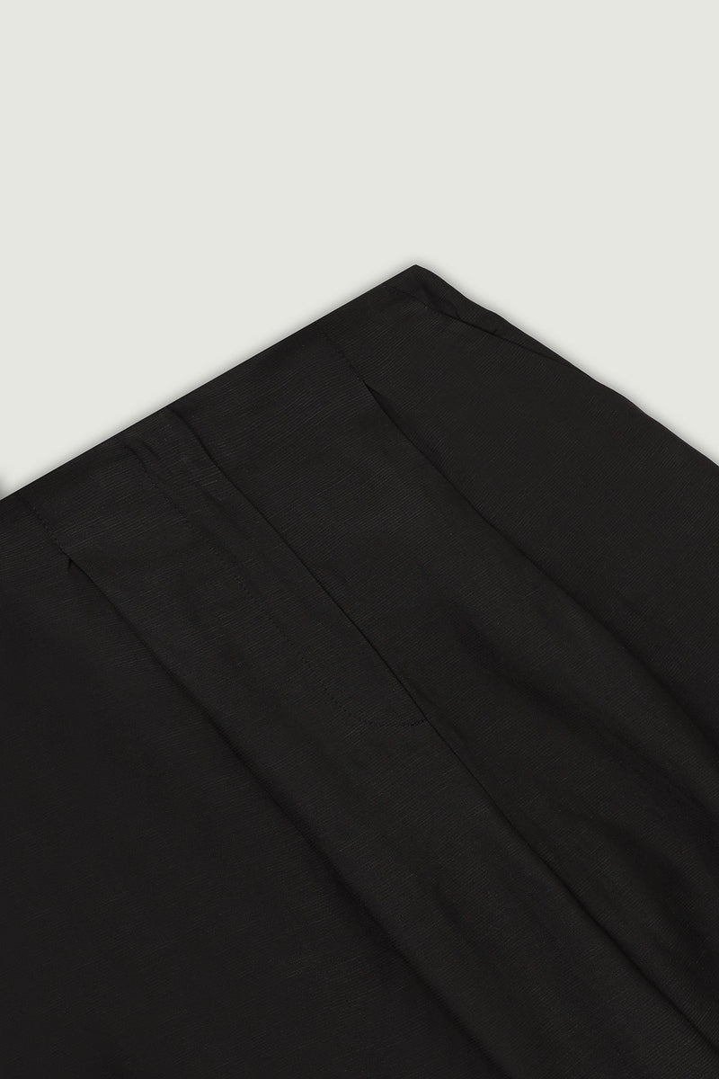 Siyah Pile Detaylı Geniş Paça Kadın Pantolon  Mısırlı
