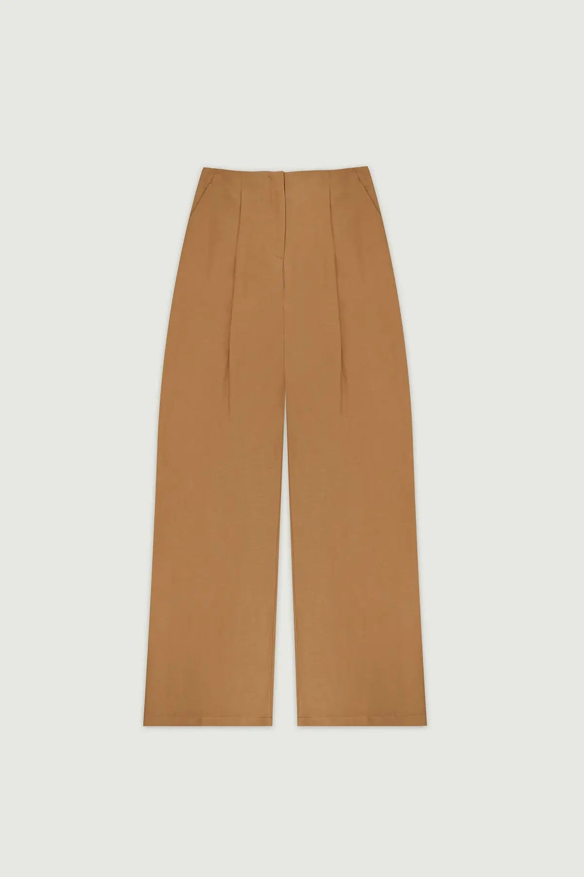 Camel Pile Detaylı Geniş Paça Kadın Pantolon  Mısırlı