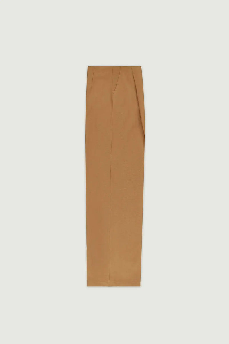 Camel Pile Detaylı Geniş Paça Kadın Pantolon