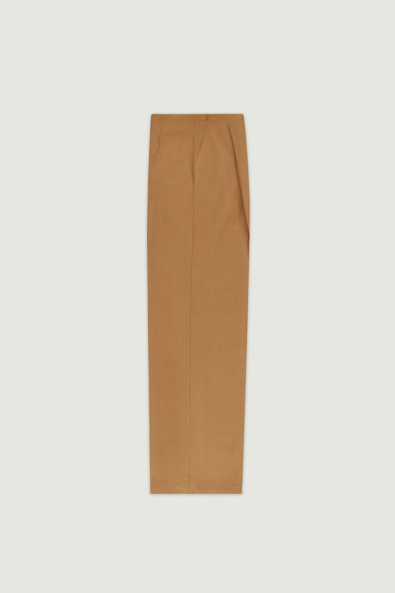 Camel Pile Detaylı Geniş Paça Kadın Pantolon  Mısırlı