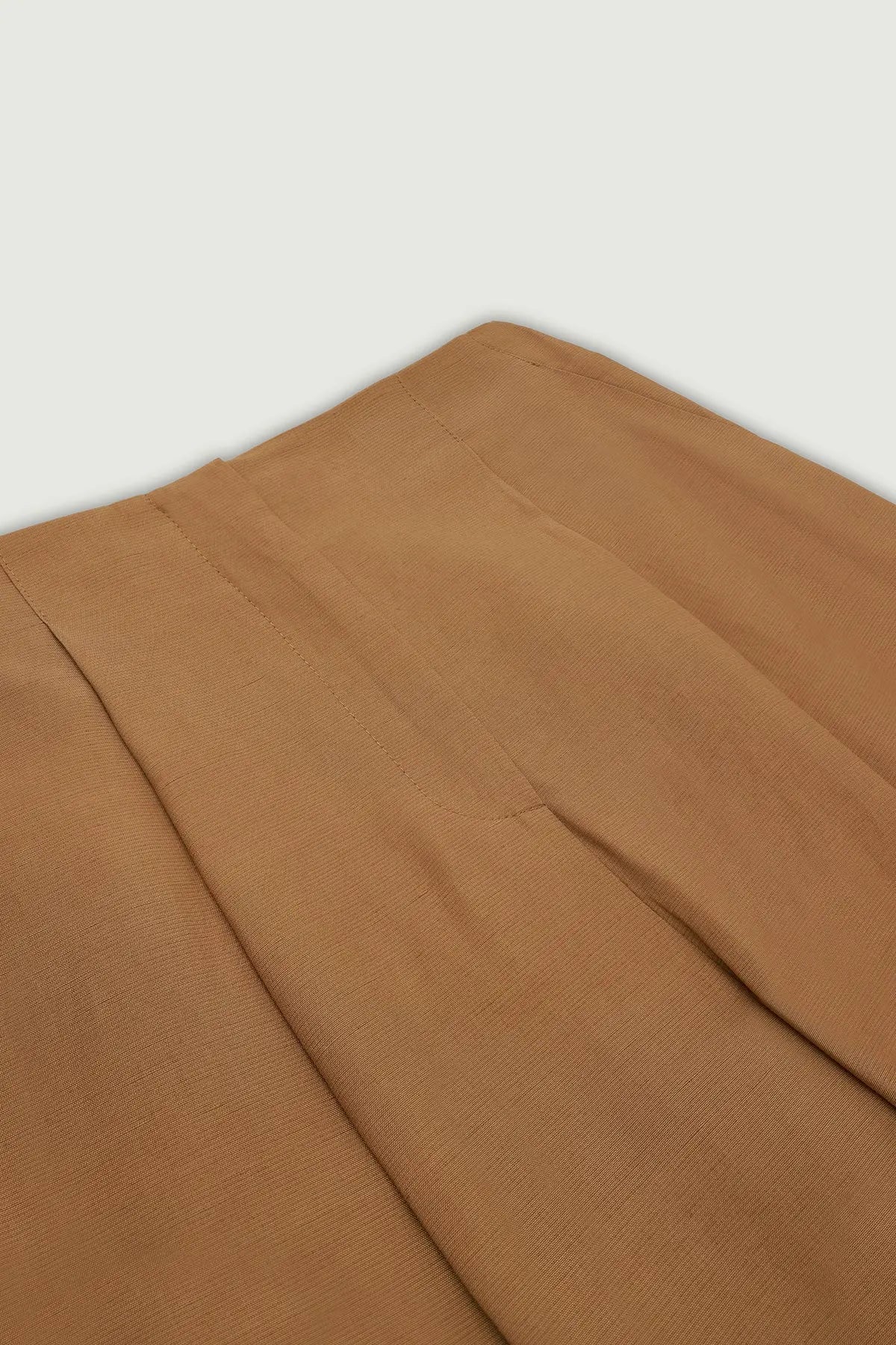Camel Pile Detaylı Geniş Paça Kadın Pantolon  Mısırlı