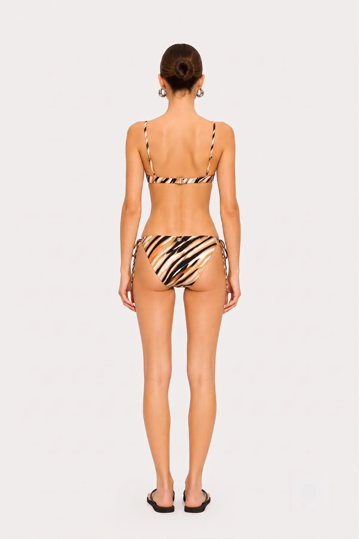 Turuncu Siyah Çizgili Bikini Takımı  Mısırlı