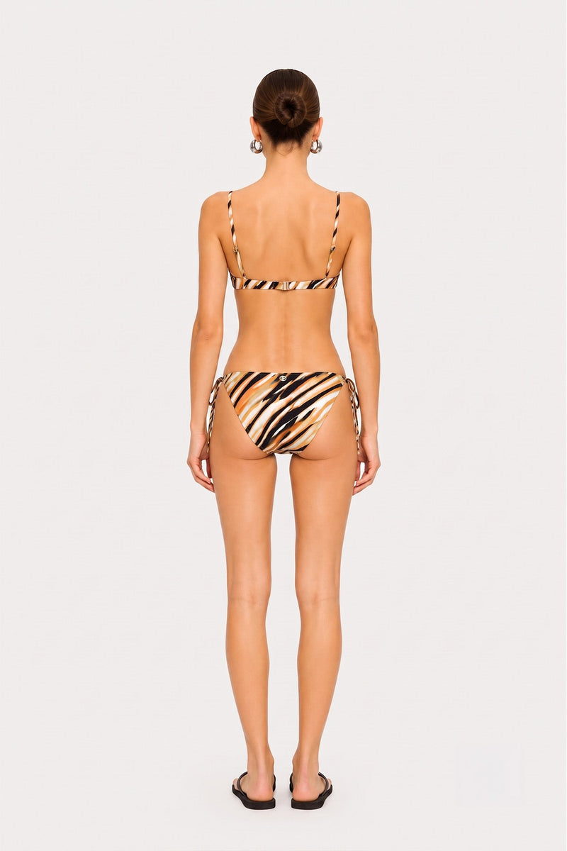 Turuncu Siyah Çizgili Bikini Takımı  Mısırlı