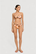 Kahve Soyut Desenli İnce Askılı Bikini Takımı