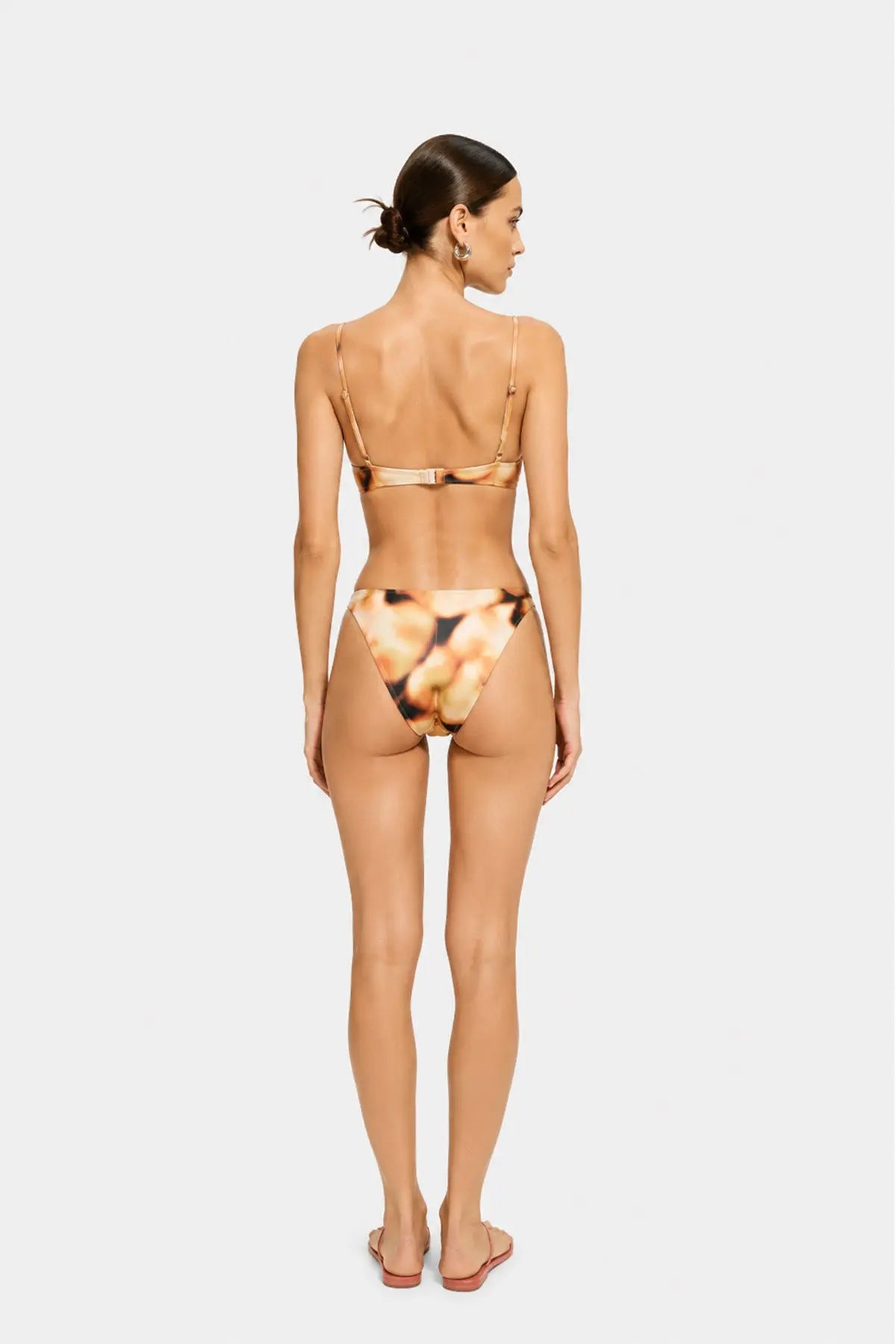 Kahve Soyut Desenli İnce Askılı Bikini Takımı  Mısırlı