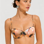 Kahve Soyut Desenli İnce Askılı Bikini Takımı  Mısırlı