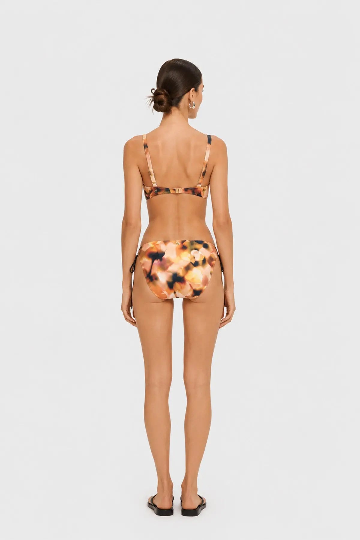 Kahve Soyut Desenli Önü Büzgülü Bikini Takımı  Mısırlı