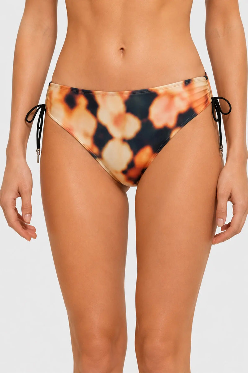 Kahve Soyut Desenli Önü Büzgülü Bikini Takımı