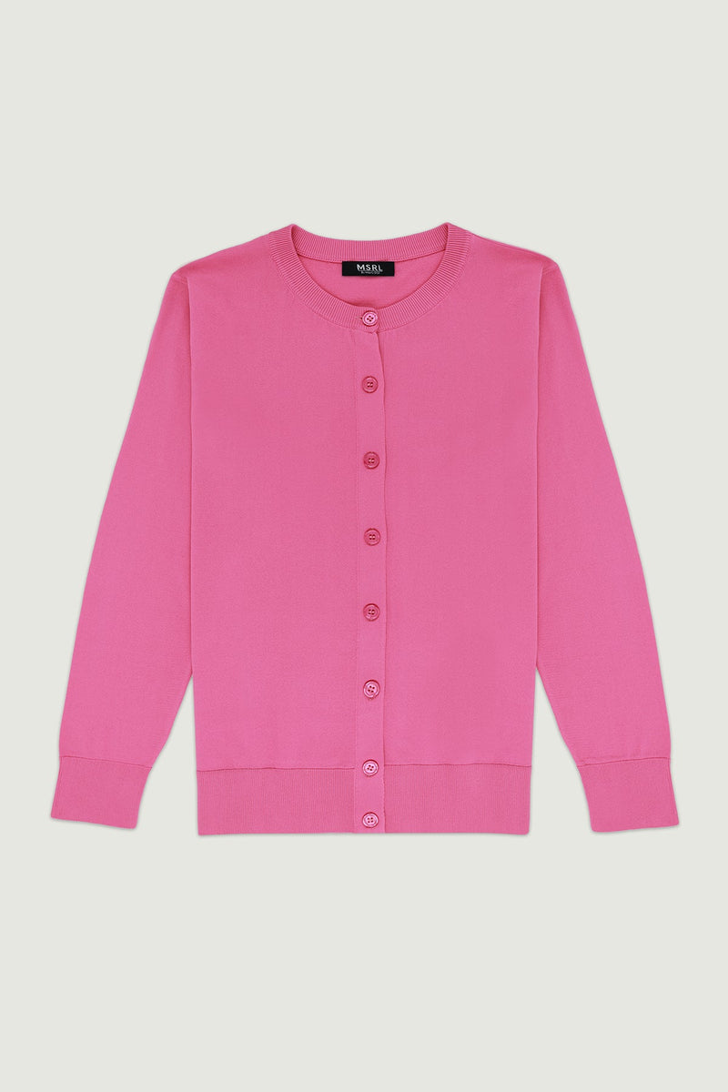 Pembe Düğmeli Kadın Hırka  Mısırlı
