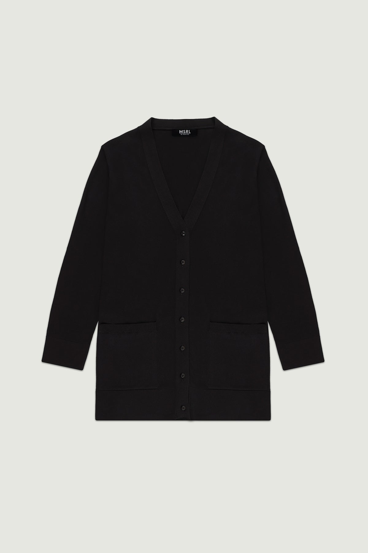 Siyah V Yaka Ön Cepli Oversize Kadın Hırka