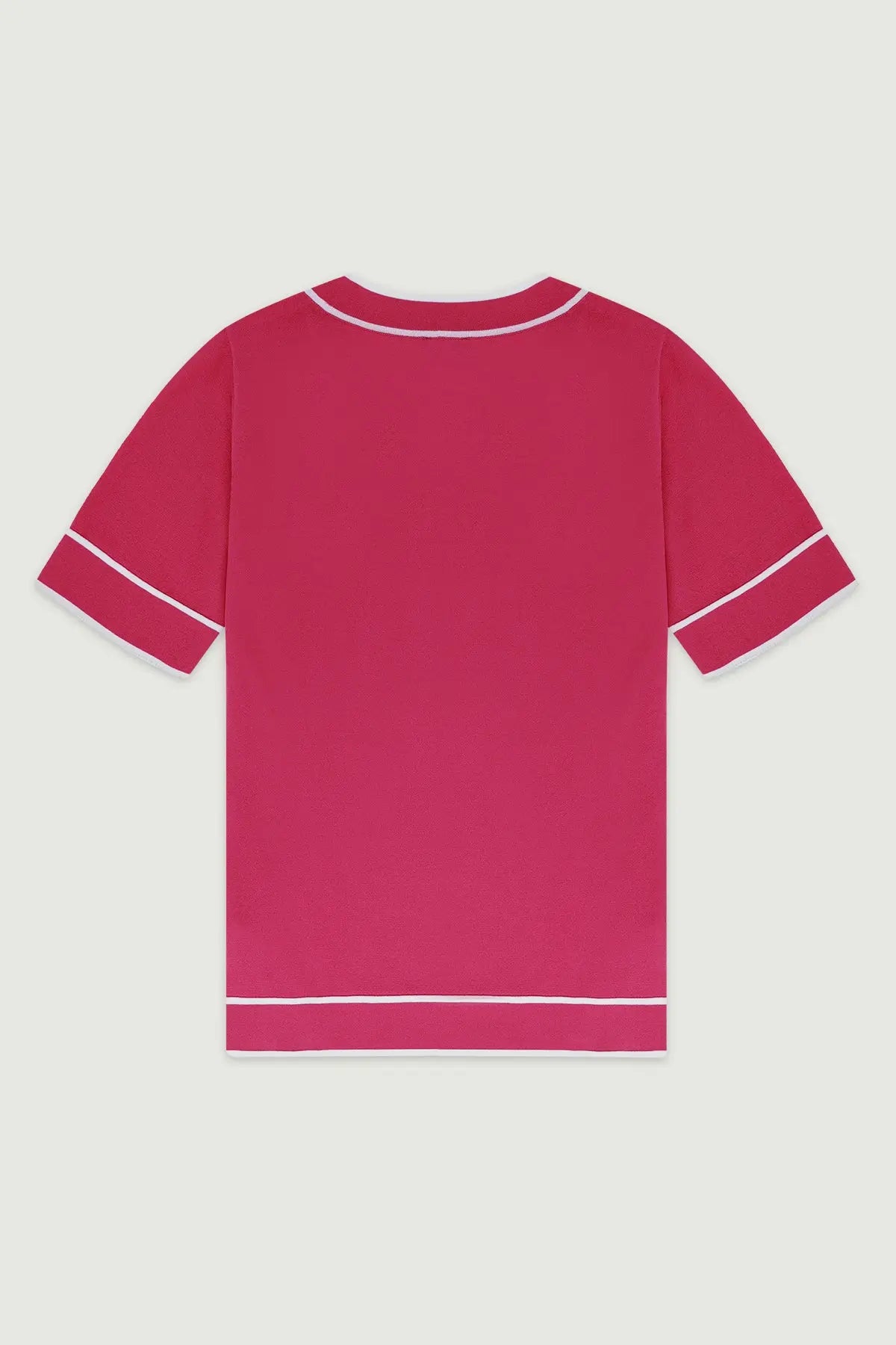 Fuşya Ekru Şeritli Kadın T-Shirt  Mısırlı 1951