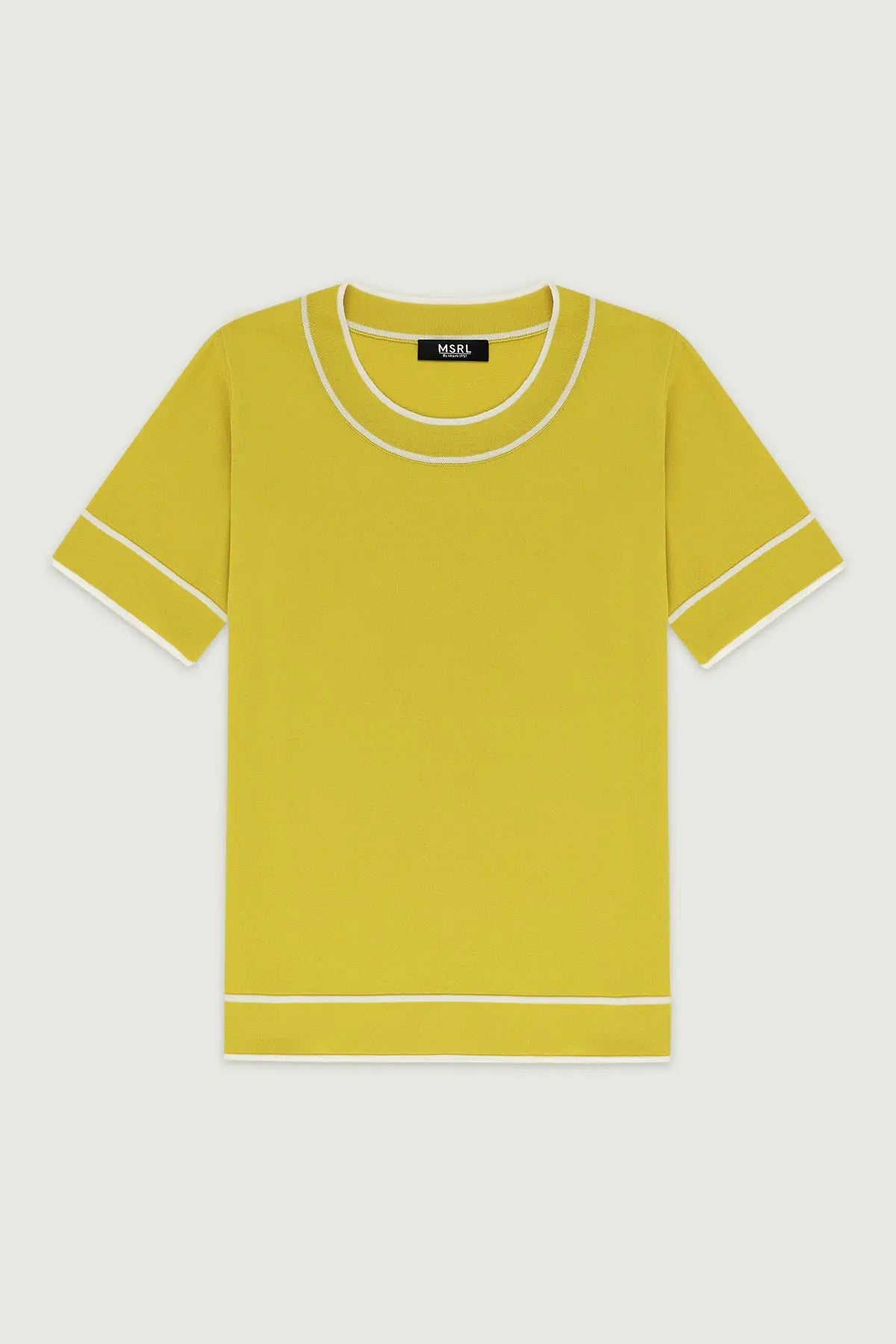Sarı Ekru Şeritli Kadın T-Shirt  Mısırlı 1951