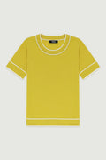 Sarı Ekru Şeritli Kadın T-Shirt
